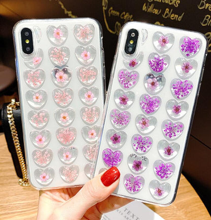 3D Love Heart Glitter Phone Case - Bling Soft Cover for iPhone 5 to XS Max