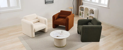 Modern style chair with Sheepskin Sherpa fabric soft cushion, armchair, soft with backrest and pillow - Shello's Creative Boutique