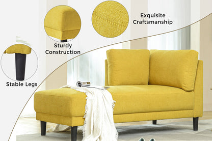 65" Mid-Century Modern Fabric Corner Lounge Chair Upholstered Indoor Chaise Lounge for Bedroom eprolo