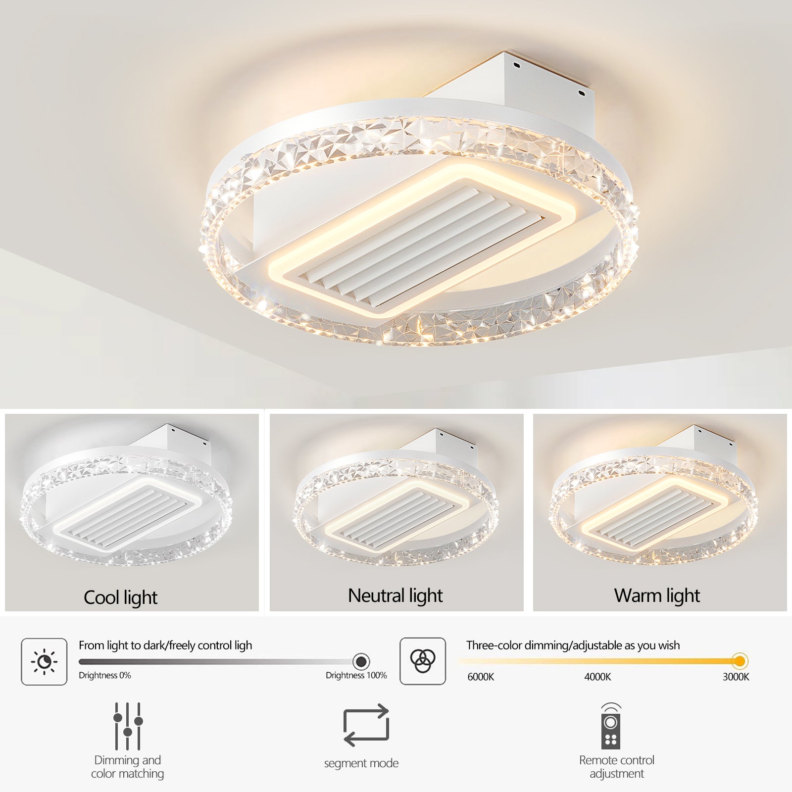 Bladeless Fan Lamp With Lights Dimmable  LED eprolo