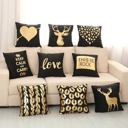 Luxurious Gold Foil Velvet Pillow Cover - Elegant 45x45cm Cushion - Shello's Creative Boutique