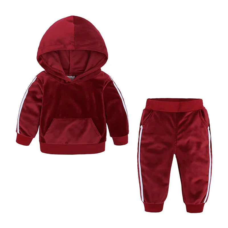 Children's Clothing Boys And Girls Suits Sports And Leisure Gold Velvet Two-Piece Children's Clothes - Shello's Creative Boutique