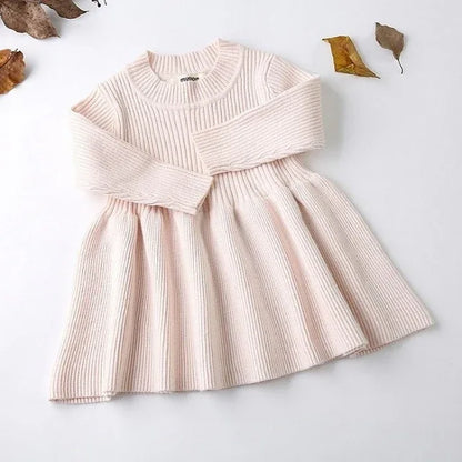 Baby Dresses For Girls Autumn Winter Long Sleeved Knit princess dress Lotus Leaf Collar Pocket Doll Dress Girls Baby Clothing - Shello's Creative Boutique
