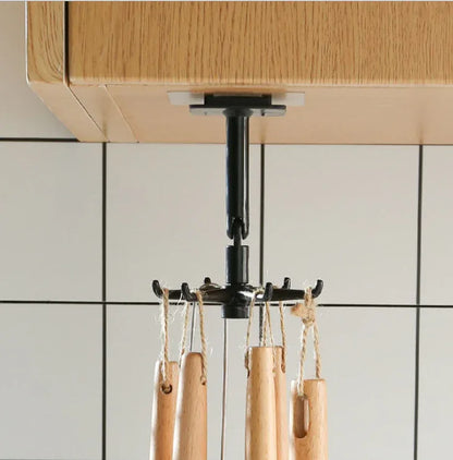 360 Degrees Rotated Kitchen Hooks Self Adhesive 6 Hooks Home Wall Door Hanging Rack - Shello's Creative Boutique