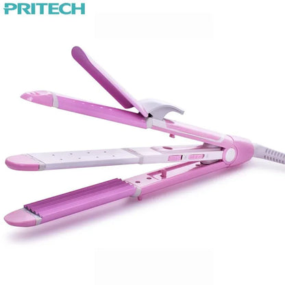 Pritech New Electric 3 In 1 Hair Straightener Curling Irons For Wet&Dry Professional Hair Curler Styling - Shello's Creative Boutique
