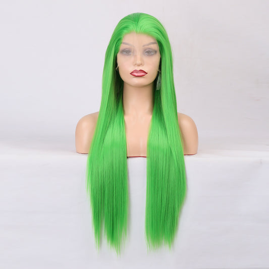 Wig Female Long Hair Chemical Fiber Front Lace Natural Simulation Wig Headgear Medium Long Hair Headgear Shello Creative Boutique