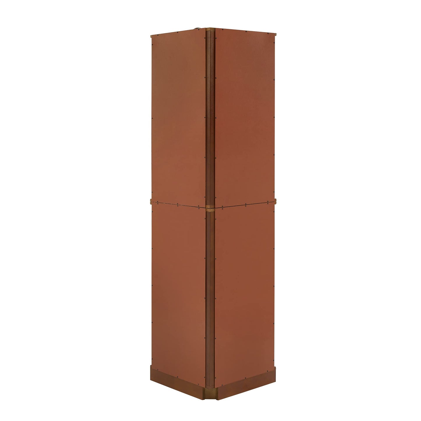 6 shelves corner Curio display cabinet with light mirror and adjustable shelves, walnut wood (excluding E26 light bulbs) eprolo
