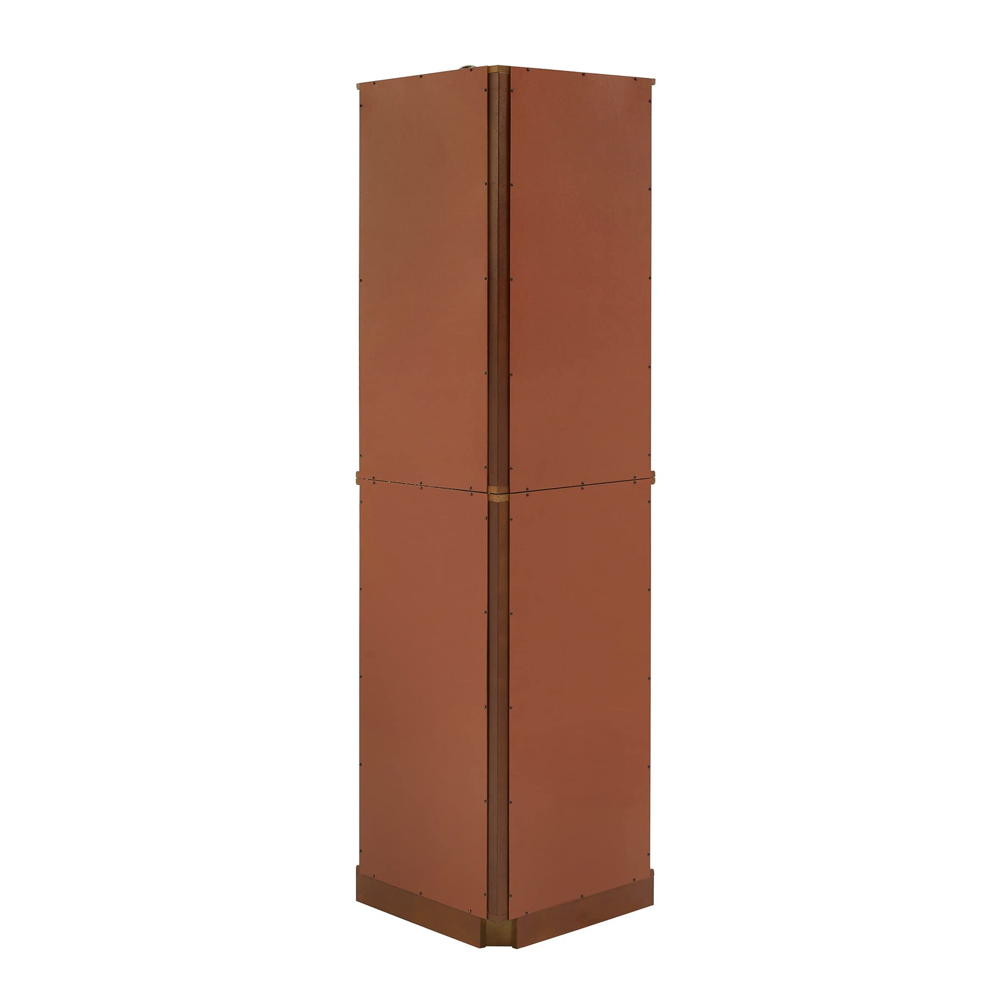 6 shelves corner Curio display cabinet with light mirror and adjustable shelves, walnut wood (excluding E26 light bulbs) eprolo