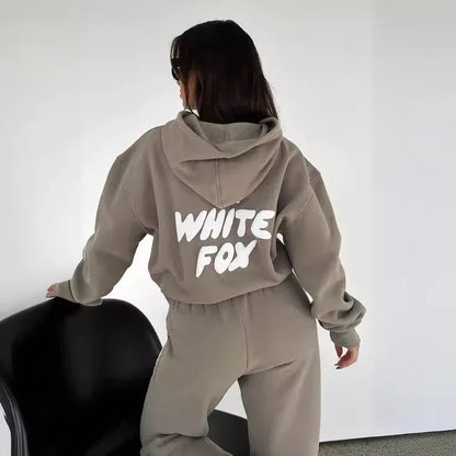 Autumn and winter new hoodie set with fashionable sports logo, long sleeved pullover hoodie two-piece set - Shello's Creative Boutique