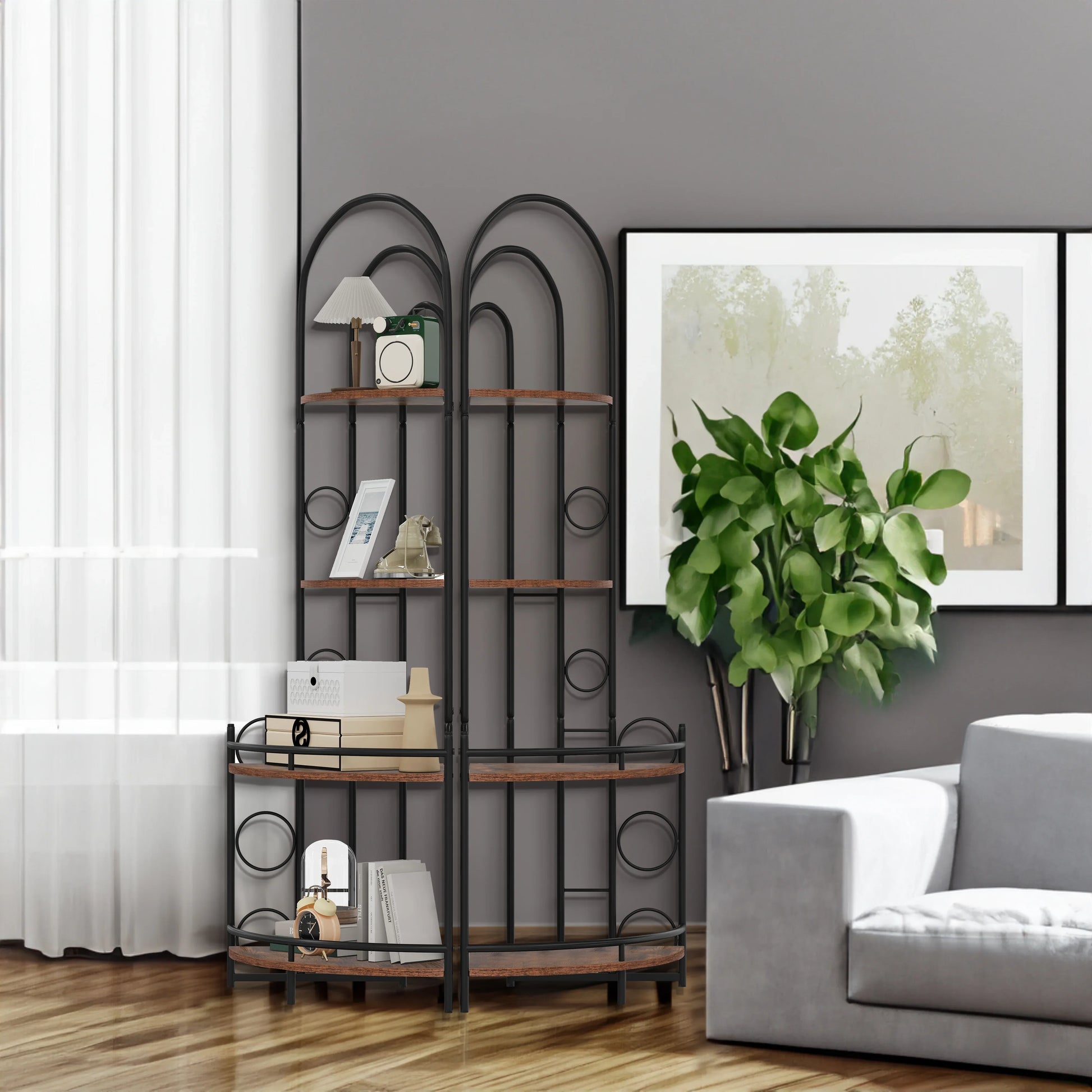 4-Tier Corner Bookshelf, Modern Style, Plant Stand with Metal Frame - Shello's Creative Boutique