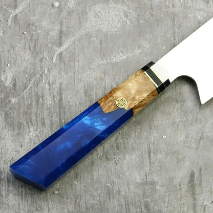 Amberknife 8-Inch Kiritsuke Knife – 67 Layers VG10 Damascus Steel with Stabilized Wood Handle - Shello's Creative Boutique