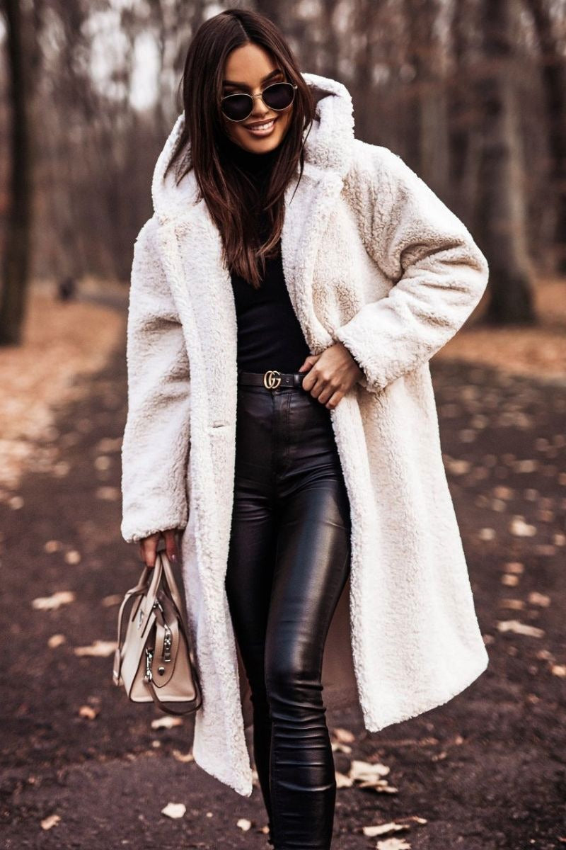 Winter Fashion Long Coat Net Color Long Sleeve Tweed Women's Jacket eprolo