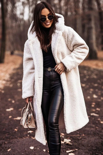 Winter Fashion Long Coat Net Color Long Sleeve Tweed Women's Jacket - Shello's Creative Boutique