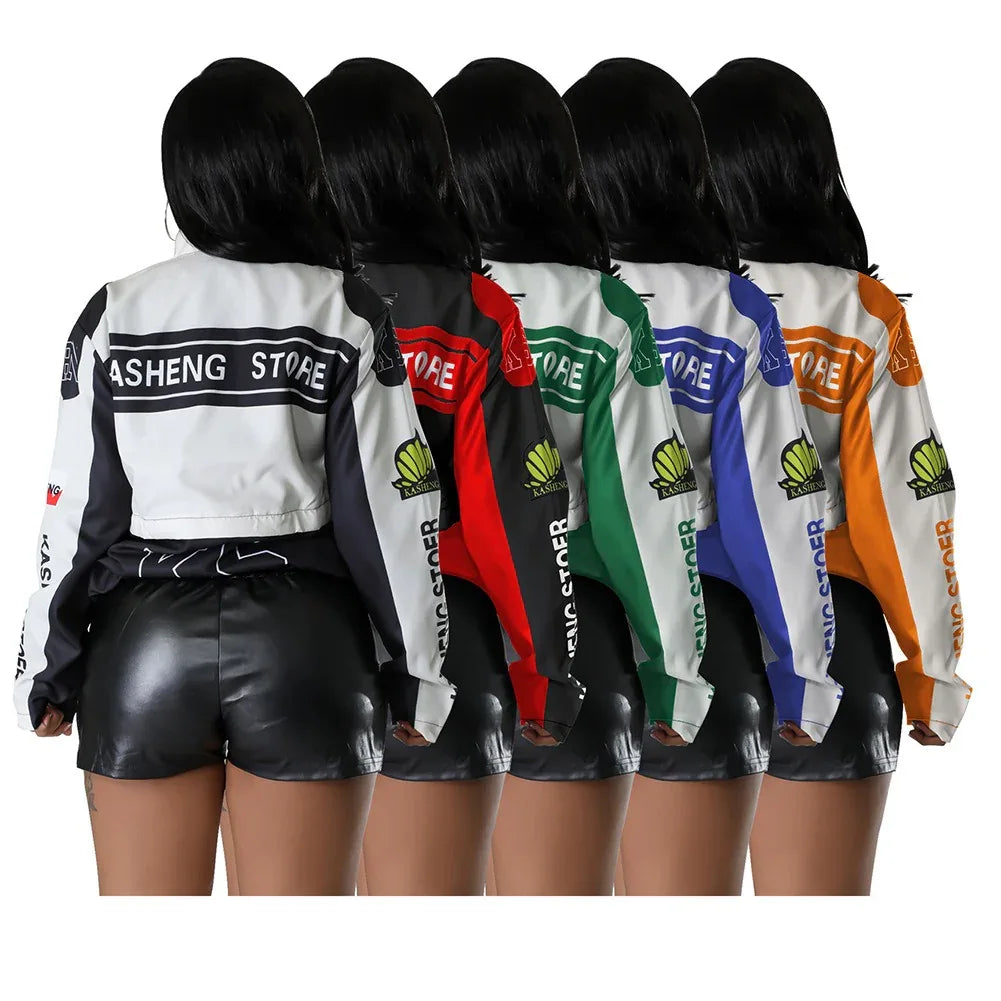 New autumn and winter detachable two-wear motorcycle jacket cool silk cotton printed cardigan jacket - Shello's Creative Boutique