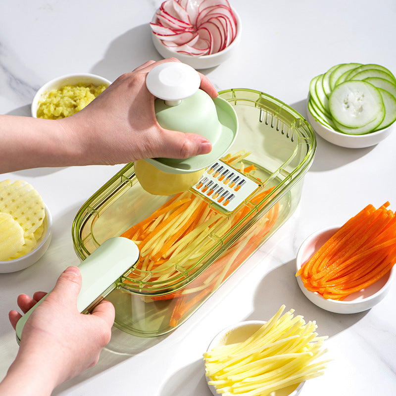 New Multifunction Vegetable Cutter With Basket And Brush Portable Slicer Chopper Kitchen Tools eprolo