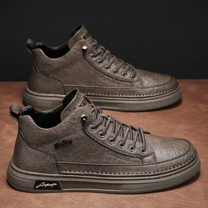 Breathable and waterproof Korean style shoes for men, trendy and versatile black leather shoes, sports and casual board shoes - Shello's Creative Boutique