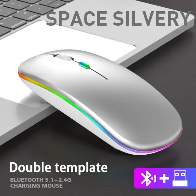 Wireless Mouse For Laptop PC Bluetooth RGB Rechargeable Computer Silent  LED  Ergonomic Gaming 