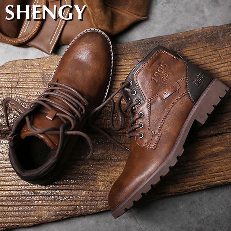 Men Shoes Autumn Winter Boots Retro Style Ankle Boots Lace Up Casual Boots High-top Shoes For Men Wear-resistant Zapatos Boots - Shello's Creative Boutique