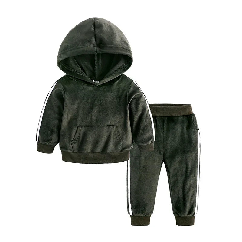 Children's Clothing Boys And Girls Suits Sports And Leisure Gold Velvet Two-Piece Children's Clothes - Shello's Creative Boutique