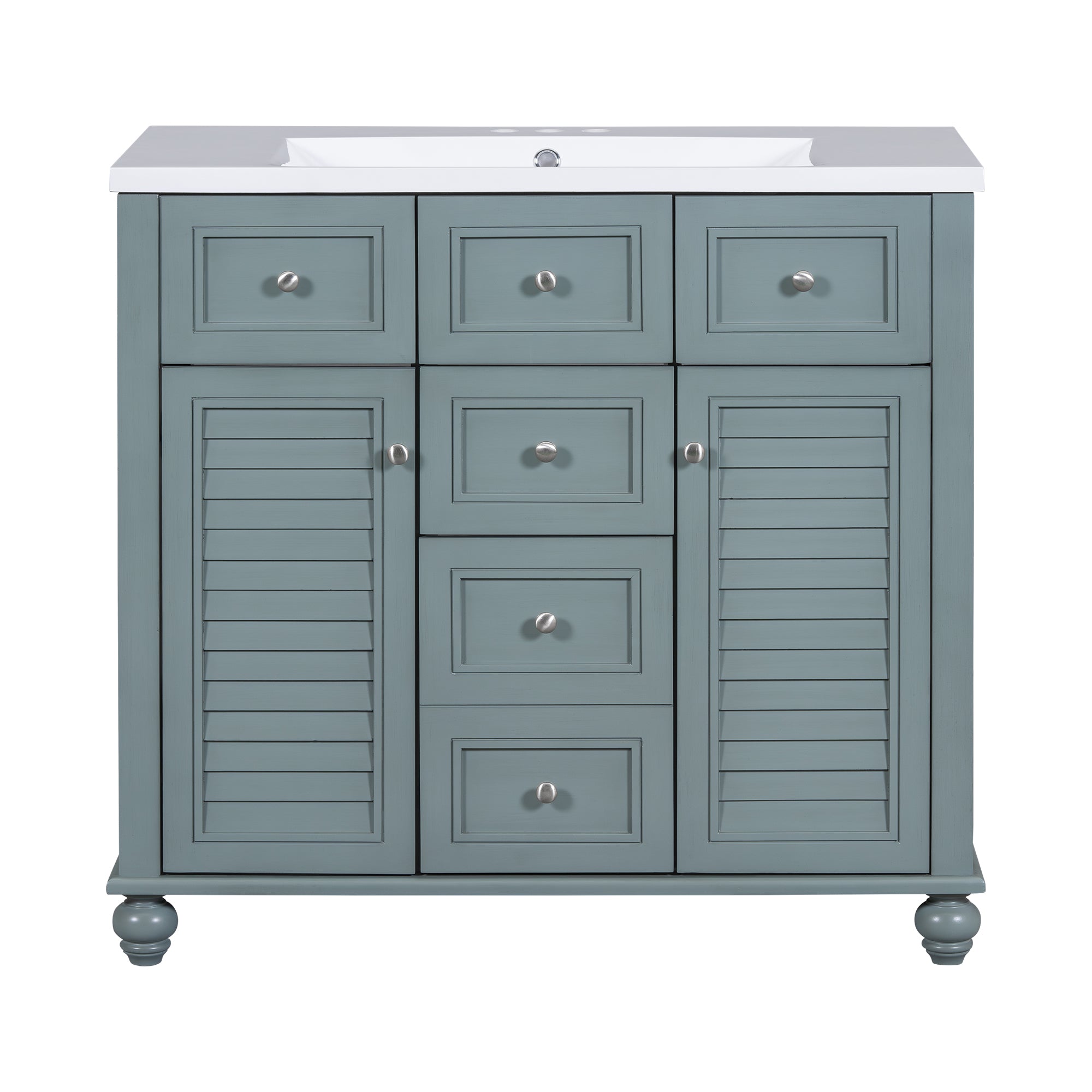 36 inch modern mirror cabinet with adjustable shelves, 2 soft closing doors, and 6 drawer storage cabinet door organizers eprolo