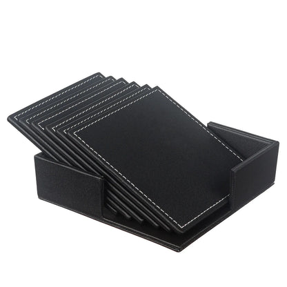 Creative PU leather coaster Exquisite insulated tea water cushion Square leather coaster - Shello's Creative Boutique