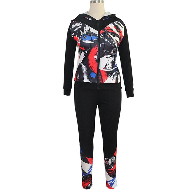 TWO PIECE SET Print Hoodies Vogue Tracksuit Pants Tweed Jacket Long Sleeve Women Sweat Suit Plus Size Sweatshirt Winter Outfits eprolo