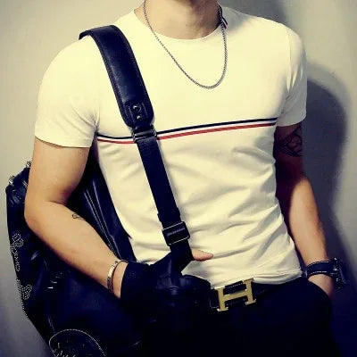 Men's Casual Patchwork Short Sleeve T-Shirt - Shello's Creative Boutique