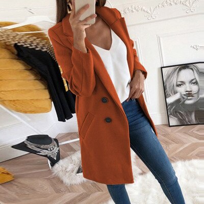 Plus Size Autumn Winter Wool Coat Women Elegant Blazer Ladies Cashmere Womens Coats Office Solid Medium Long Section Camel Coat eprolo