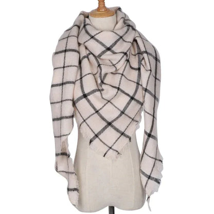 Winter Triangle Scarf For Women Brand Designer Shawl Cashmere Plaid Scarves Blanket Wholesale Drops - Shello's Creative Boutique