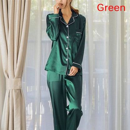 Silk Satin 2-Piece Pajama Set - Luxurious Sleepwear for Women