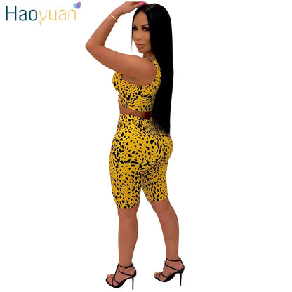 Snake Print 2 Piece Outfits for Women Tracksuit Summer Crop Top+Biker Shorts Sweat Suit Sexy Club Two Pcs Matching Sets eprolo