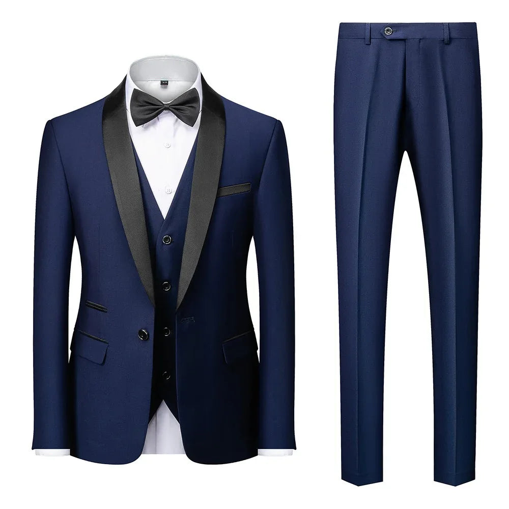 New Grooms men Men Wedding Suits Shawl Lapel Groom Tuxedos - Shello's Creative Boutique