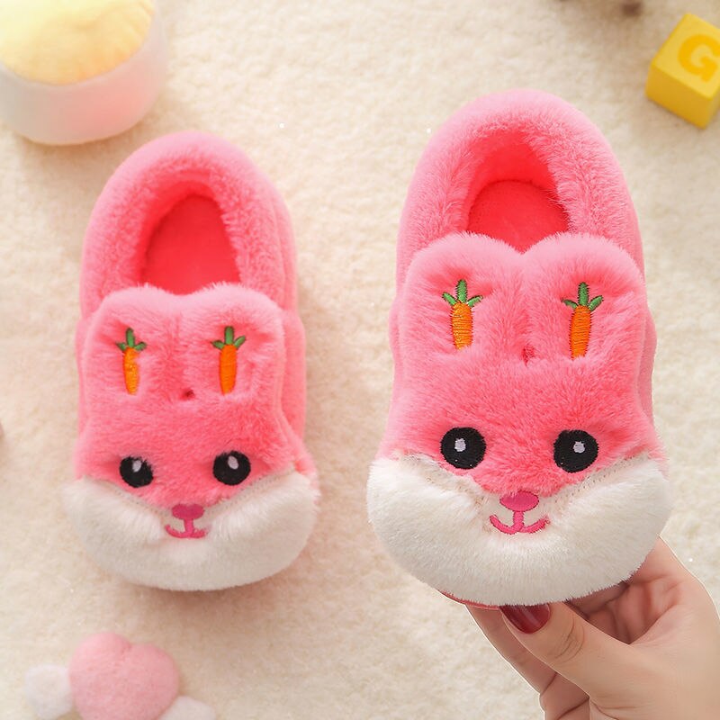 Kids Cotton Slides Autumn Winter Indoor Non-slip Cute Rabbit Non-slip Kids Shoes Home Slippers Fashion Baby Boys Girls Slippers eprolo