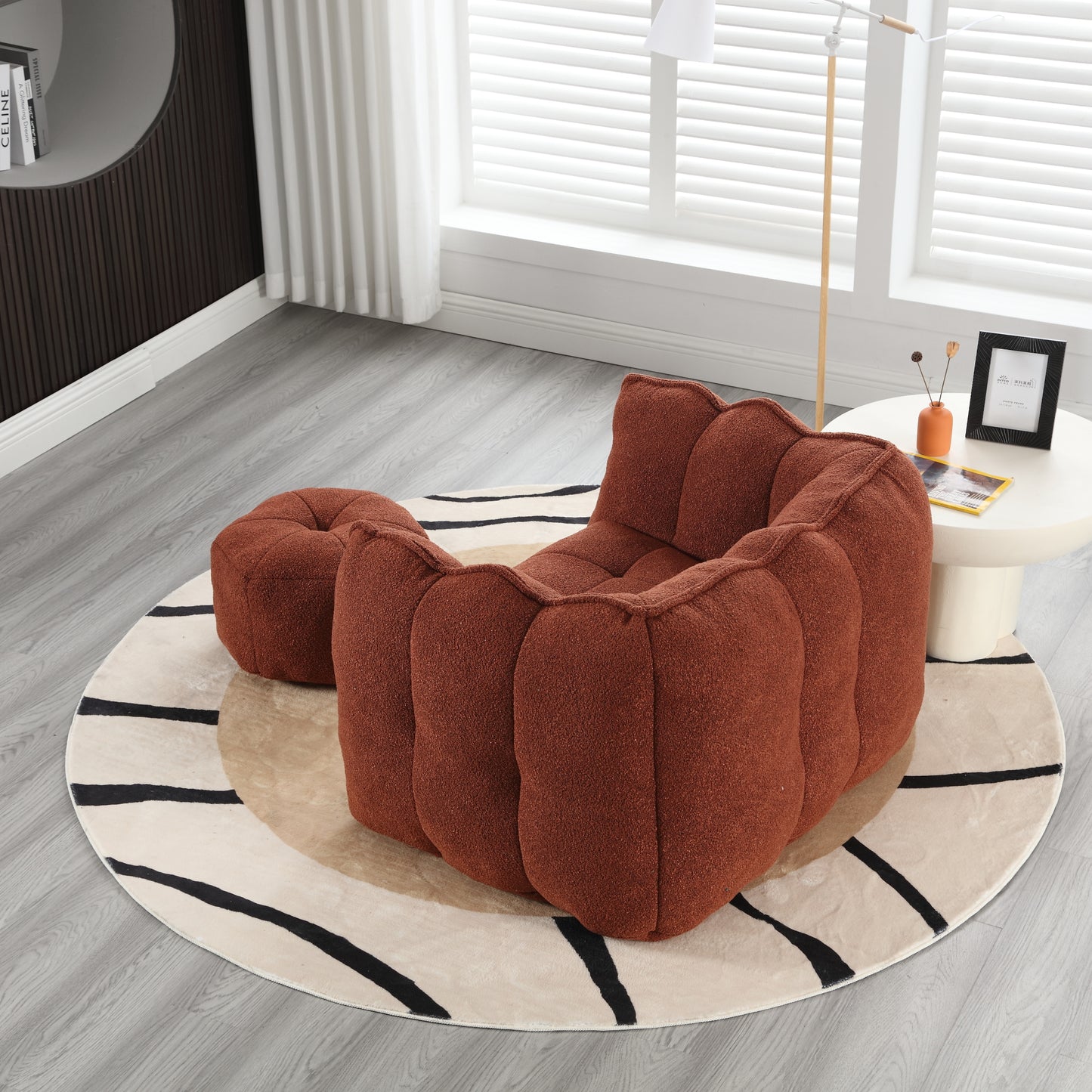 Soft Bean Bag Chair with High Resilient Foam(Chips)for living room and bedroom Comfortable Square Lazy Sofa with  Footstool eprolo