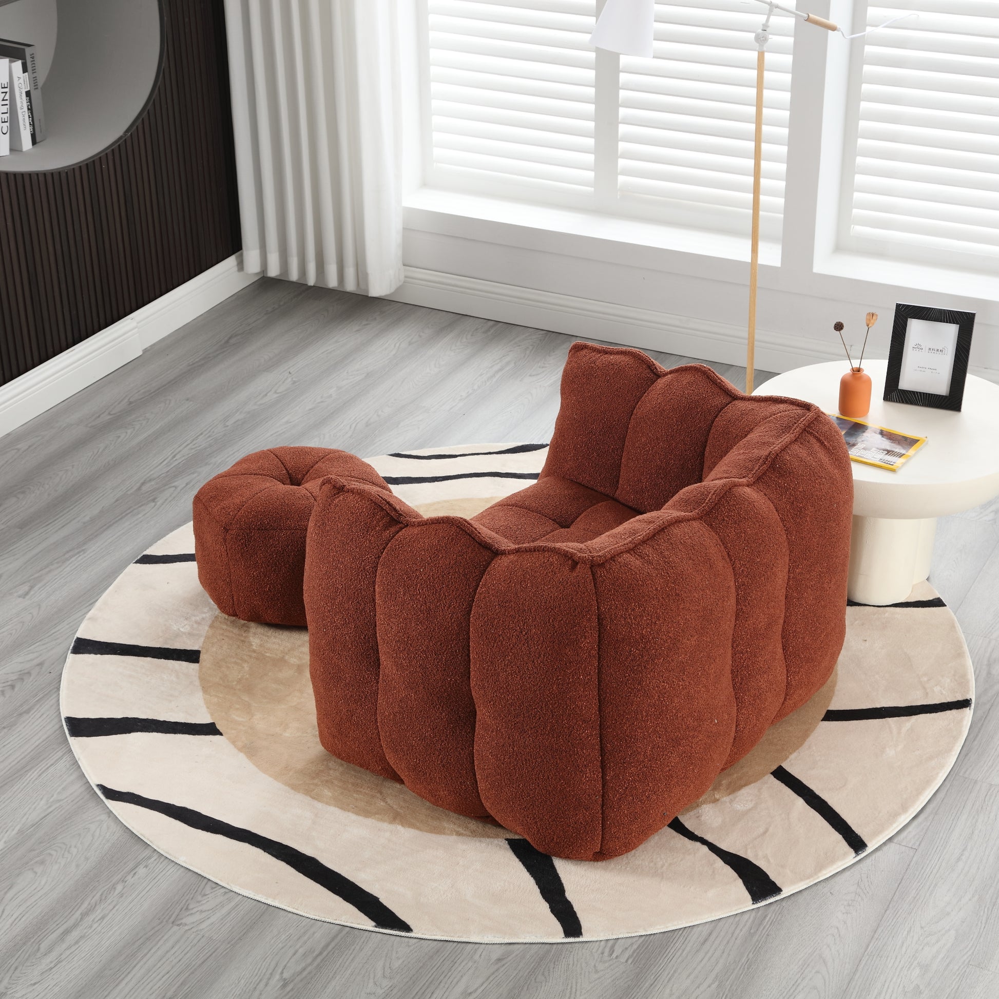 Soft Bean Bag Chair with High Resilient Foam(Chips)for living room and bedroom Comfortable Square Lazy Sofa with  Footstool eprolo