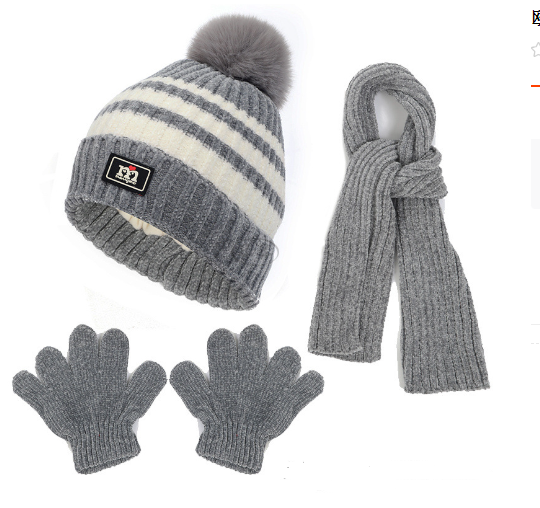 Children's hat, scarf, glove, three piece set, autumn and winter chenille plush insulation and thick knitted hat set eprolo