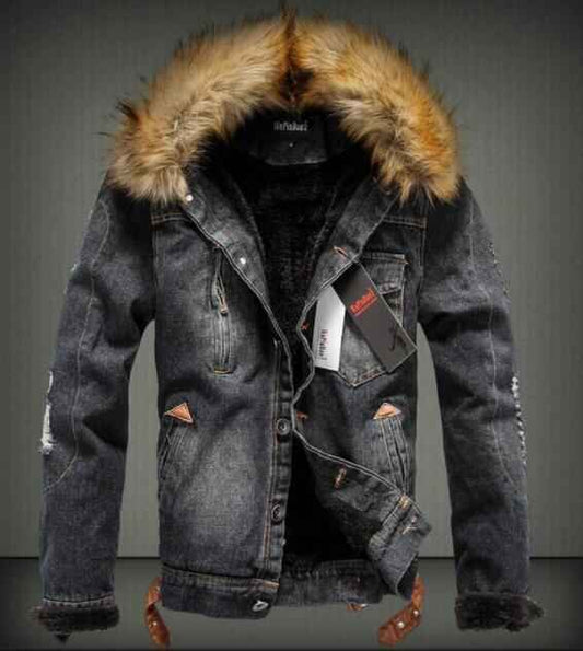 Men’s Thick Style Jeans Jacket Coat – Rugged and Timeless
