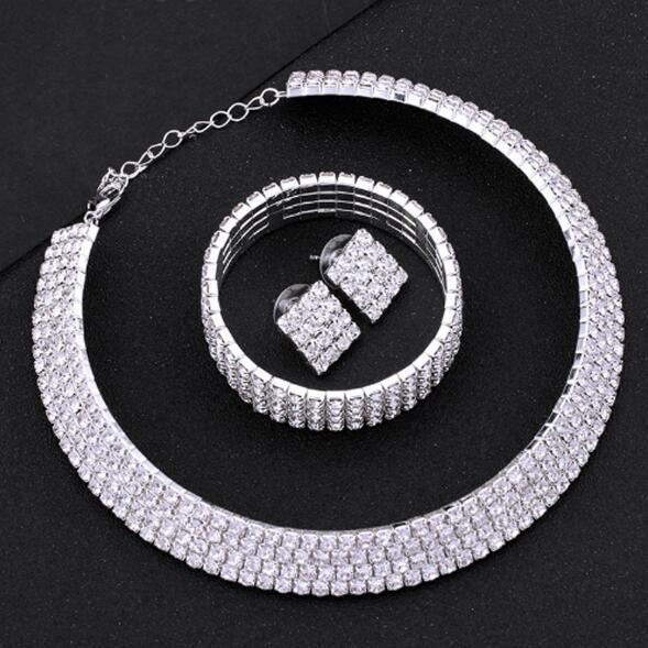 Silver Circle Crystal Bridal Jewelry Sets - Shello's Creative Boutique