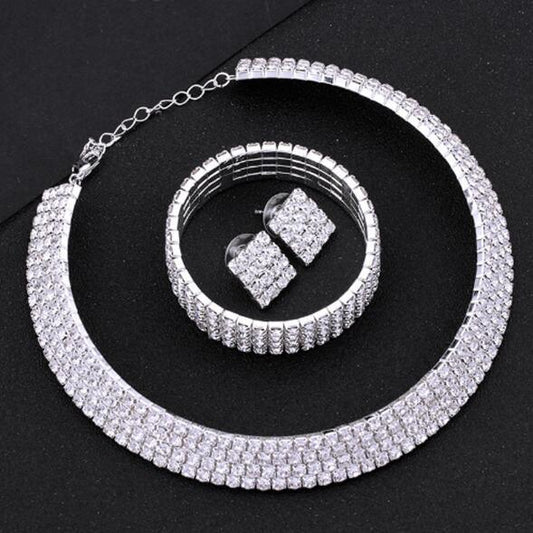 Silver Circle Crystal Bridal Jewelry Sets - Shello's Creative Boutique