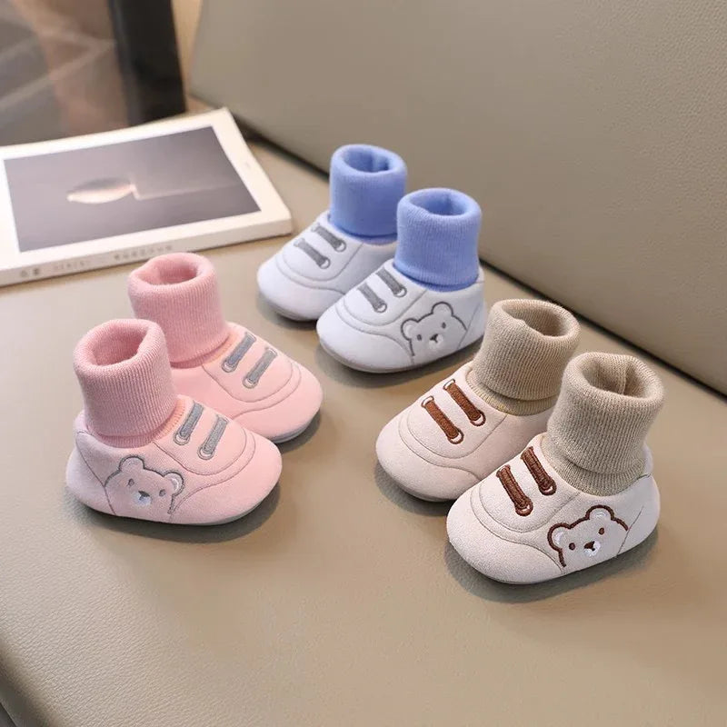 Baby Cotton Shoes & Socks - Warm Anti-Slip Booties for 0-12 Months | Unisex First Walkers - Shello's Creative Boutique