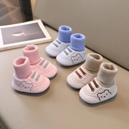Baby Cotton Shoes & Socks - Warm Anti-Slip Booties for 0-12 Months | Unisex First Walkers - Shello's Creative Boutique