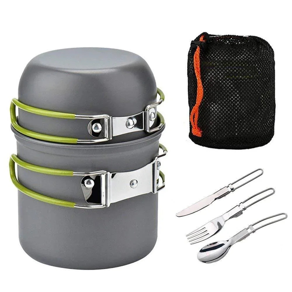 Portable Hard Aluminum Oxide Outdoor Cookware Set Convenient Three-Piece Combination Set Of Pots And Pans - Shello's Creative Boutique