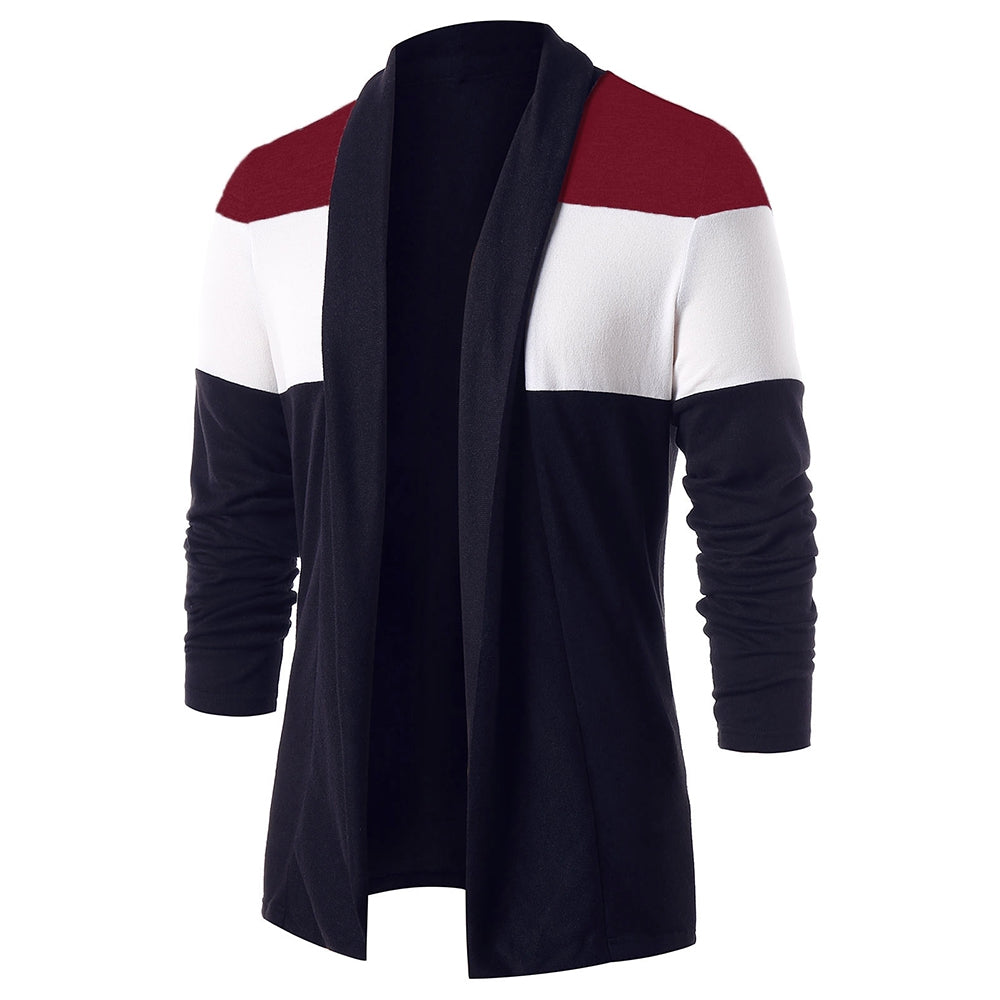 Colour Blocking Open Front Casual Cardigan