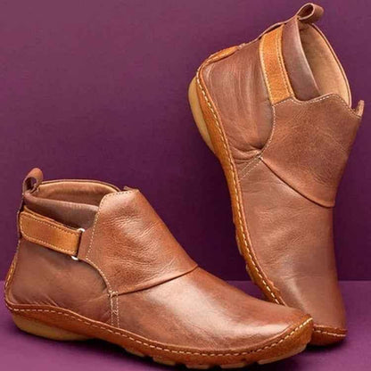 Women's Velcro Martin Boots - Flat Ankle Boots - Shello's Creative Boutique