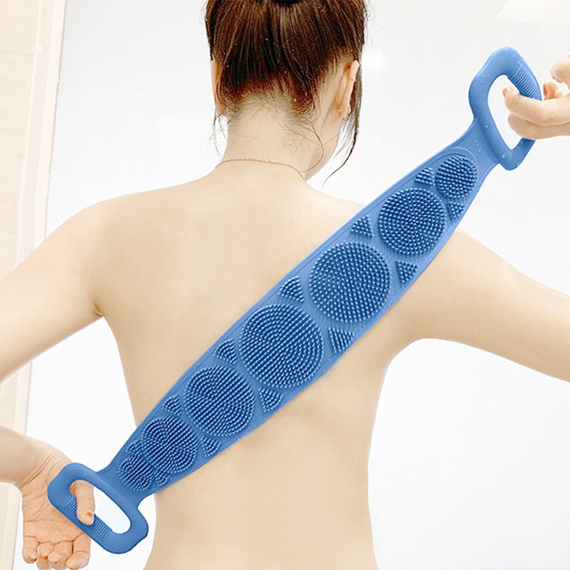 Hot Body Wash Silicone Body Scrubber Belt Double Side Shower Exfoliating Belt Removes Bath Towel Shello Creative Boutique