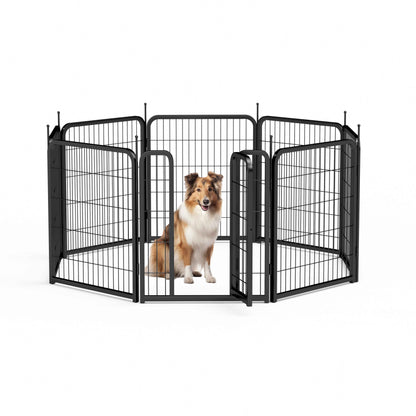 8-Panel Outdoor Dog Fence - 80cm Portable Pet Playpen (Black, 67cm W x 80cm H)