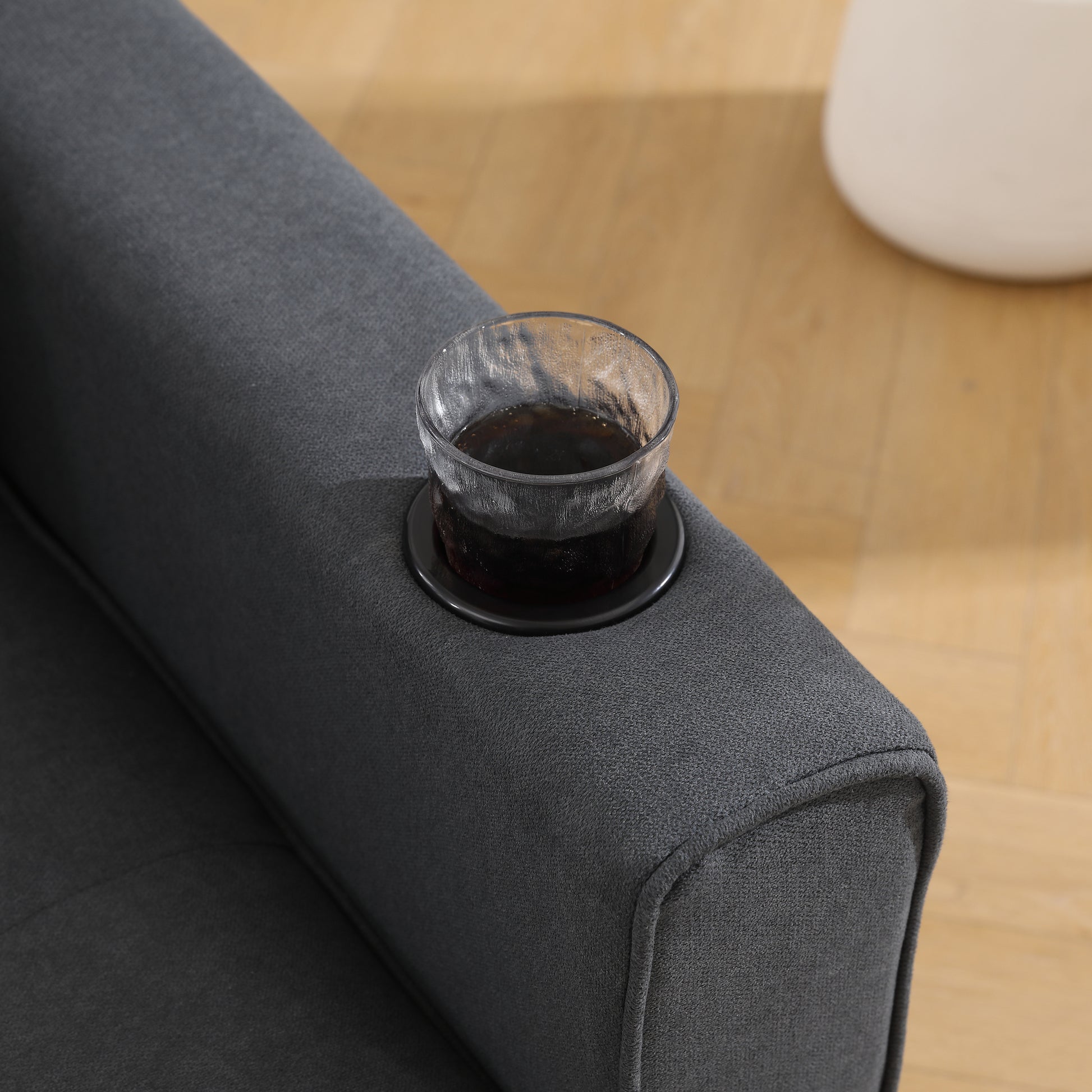 Three in one soft cushion cushion cushion sofa, folding mattress sofa bed, with side pockets and cup holder, dark gray eprolo