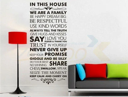 In this house Family Rules Home Decor Wall Decal Decorative Vinyl Wall Sticker Wall Art - Shello's Creative Boutique