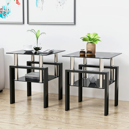 Set of 2 Modern Tempered Glass Tables – Sleek & Functional Living Room Accent - Shello's Creative Boutique