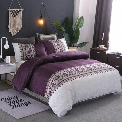 Bohemia style Duvet Cover plain color pattern retro style 2/3pcs Duvet Cover Sets Soft Polyester Bed Linen Flat Pillowcase - Shello's Creative Boutique